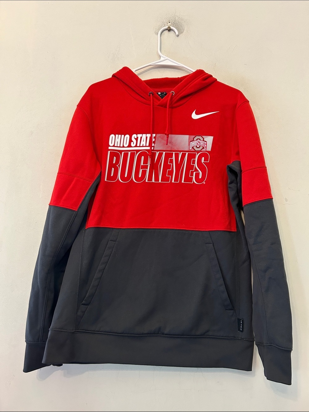 Nike Red and Gray Ohio State Buckeyes Crewneck Hoodie Size M EUC